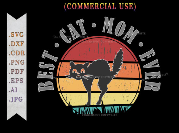 Best Cat Mom Ever Retro Sunset SVG V.2