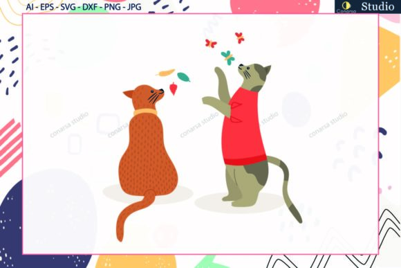 Cat and Butterfly Svg Animals