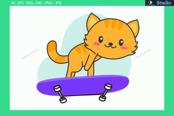 Cat Animals Skateboard SVG