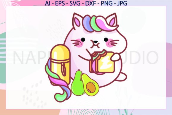Cat Breakfast Unicorn Svg