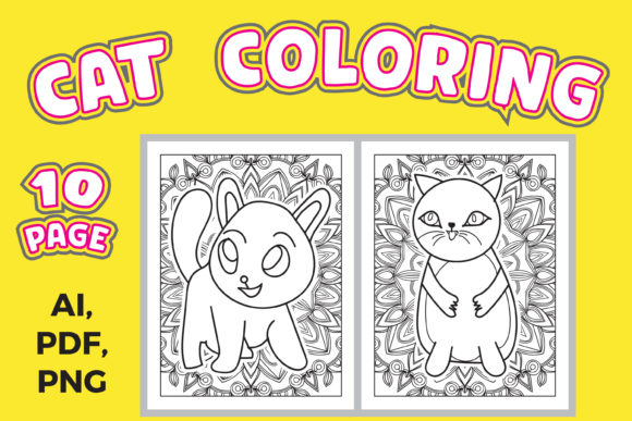 Cat Coloring Page Svg for Adult Bundle