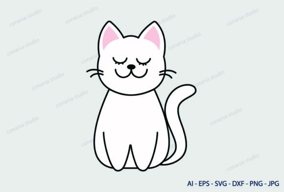 Cat Cute White Svg