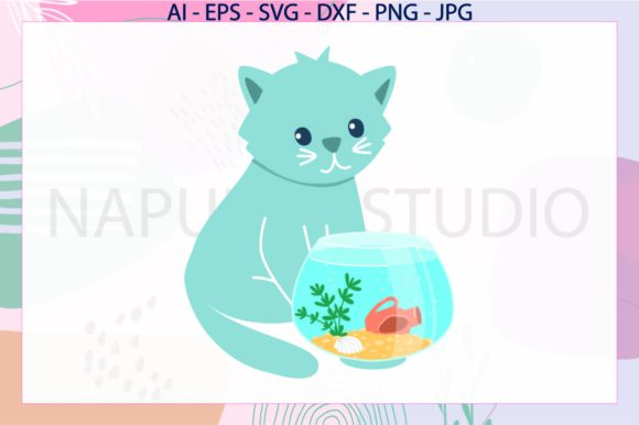 Cat Fish Aquarium Svg