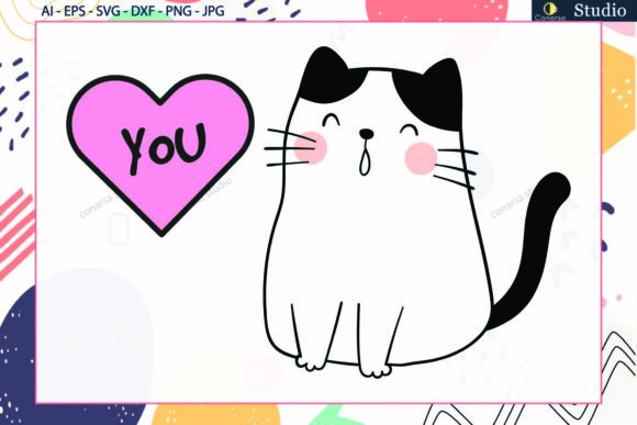 Cat Heart Love Svg