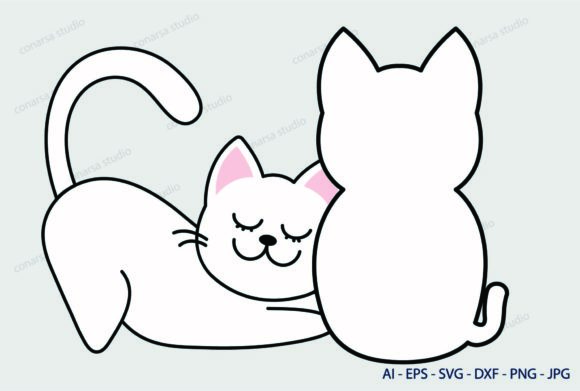 Cat Love White Svg