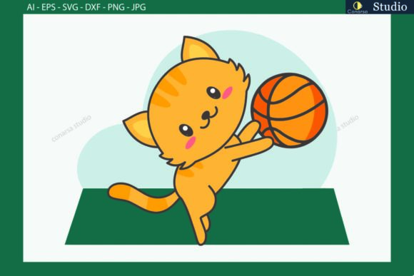 Cat Playing Basketball SVG