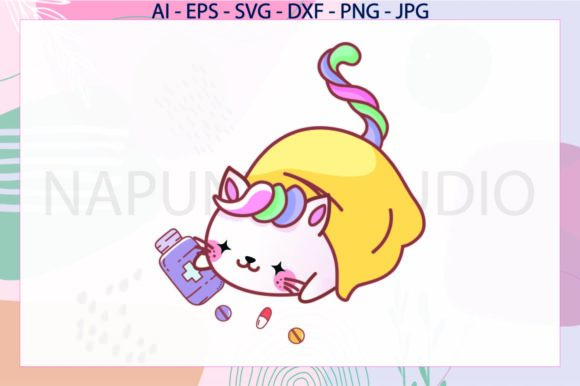 Cat Sick Unicorn Svg