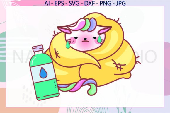 Cat Sick Water Svg Unicorn