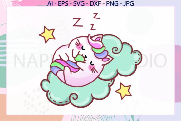 Cat Sleep Cloud Svg Unicorn