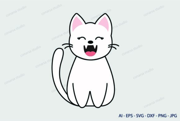 Cat White Meow Svg