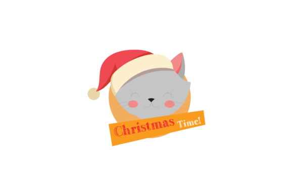 Christmas Animal Stickers Cat Hat