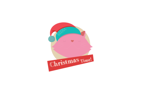 Christmas Animal Stickers Cat Pink
