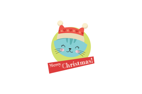 Christmas Stickers Cat Blue Animals Svg