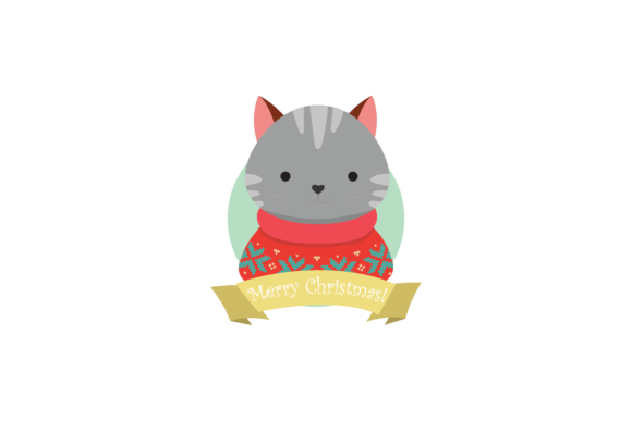 Christmas Stickers Cat Grey Animals Svg