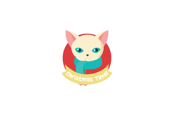 Christmas Stickers Cat White Animals Svg