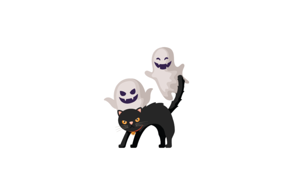 Halloween Cat Black Ghost Svg