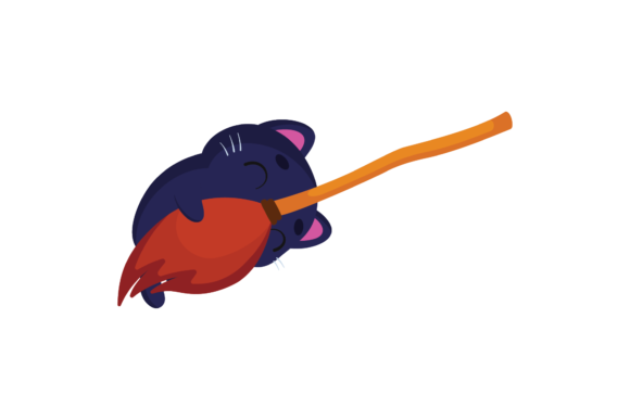 Halloween Cat Broom Magic Svg