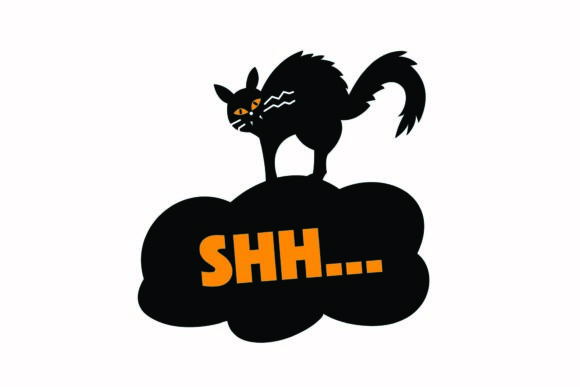 Halloween Cat Shh Lettering Svg