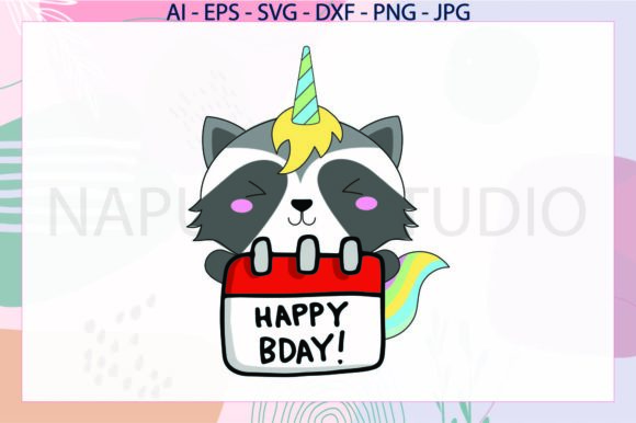 Unicorn Cat Calendar Birthday Svg